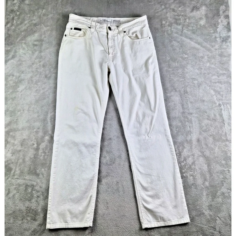 Armani Collezioni Jeans White Denim Slim Fit Stretch Straight Leg  J15 Luxury
